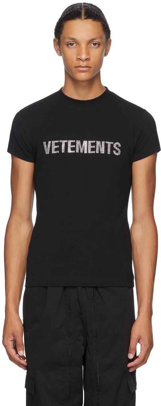 VETEMENTS Black Rhinestone Logo T-Shirt – Kickzr4us