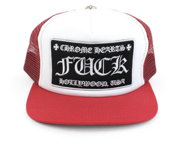 Chrome Hearts FUCK Hollywood Trucker Hat Red/White