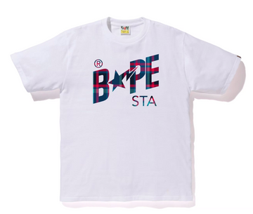 BAPE Check Bapesta Tee White/Navy