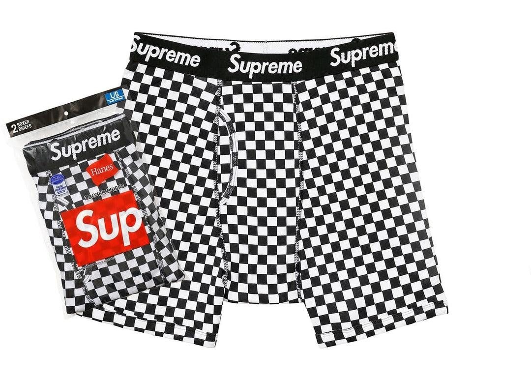 Supreme / Hanes Black & White Boxer Briefs Underwear (2 Pack