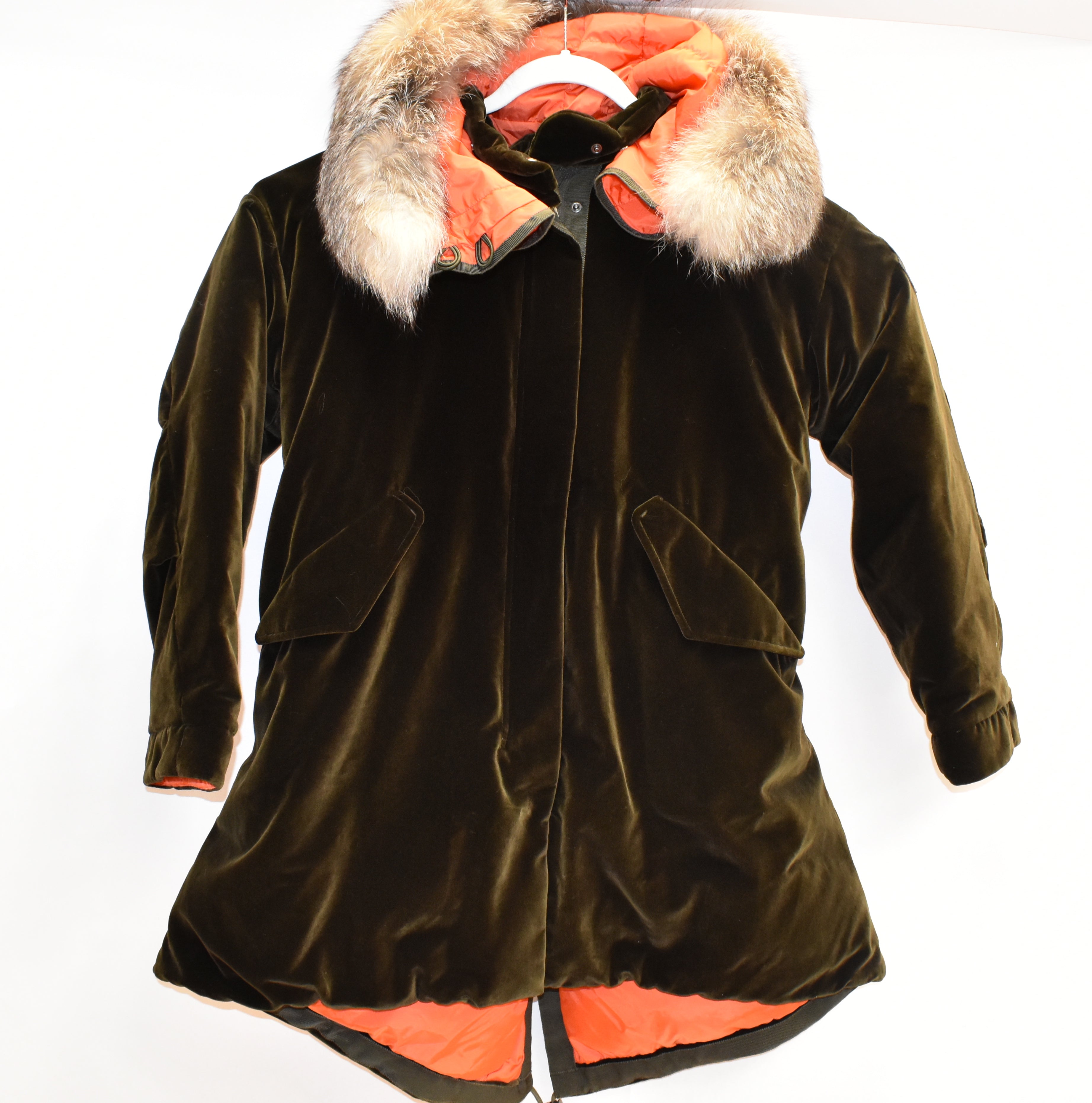 Moncler Tadorne Velvet Down Coat with Genuine Fox Kickzr4us
