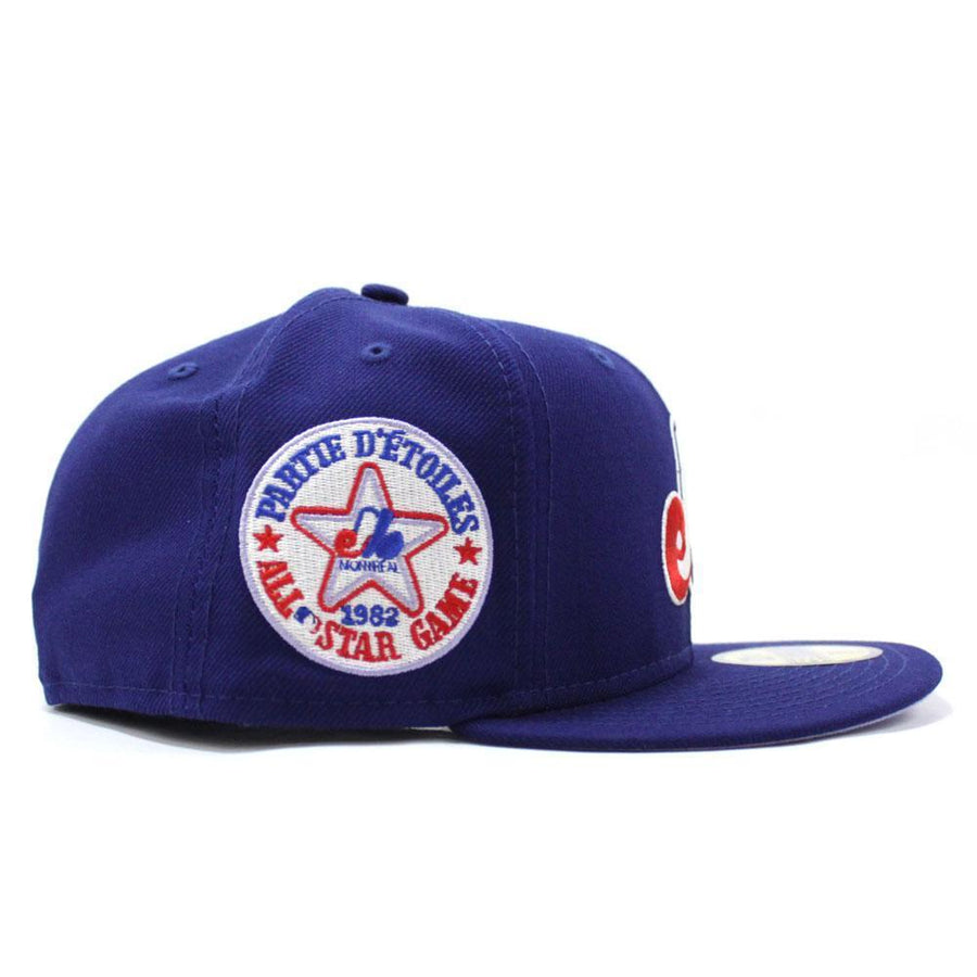 EXCLUSIVE NEW ERA 59FIFTY MONTREAL EXPOS 1982 WORLD SERIES PATCH LAVENDER UV HAT - NAVY