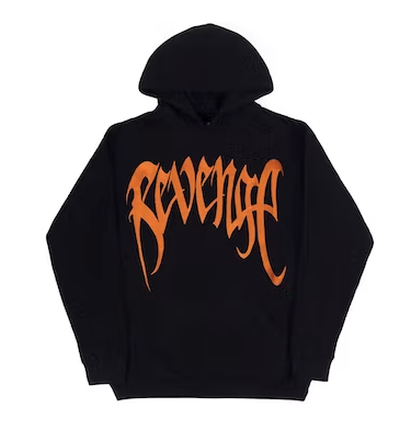 Revenge Embroidered Heavyweight Hoodie Black/Orange