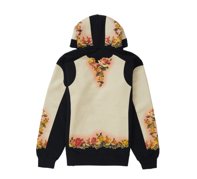 Supreme Jean Paul Gaultier Floral Print Hooded Sweatshirt Black