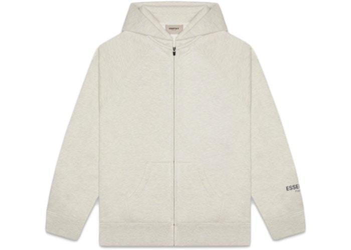 FEAR OF GOD 3D Silicon Applique Full Zip Up Hoodie Oatmeal Heather