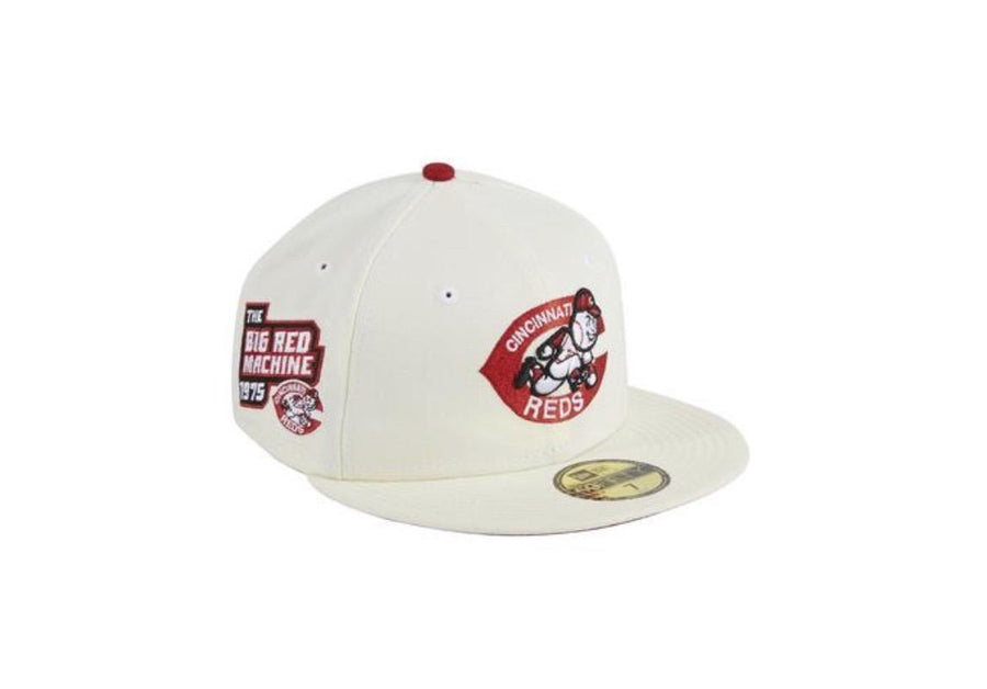HAt Club Exclusive New Era59Fifty Cincinnati Reds Big Red Machine Patch Red UV Hat - White