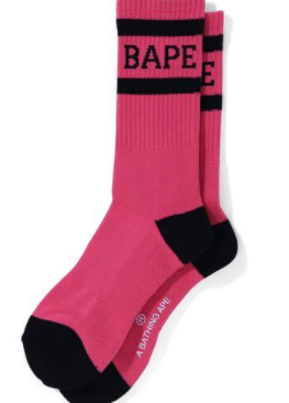 BAPE Neon Pink Logo Socks