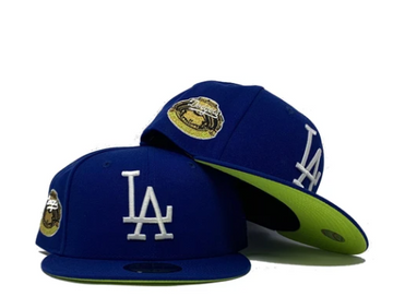 LOS ANGELES DODGERS 1963 WORLD SERIES LIGHT ROYAL NEON GREEN BRIM NEW ERA FITTED HAT