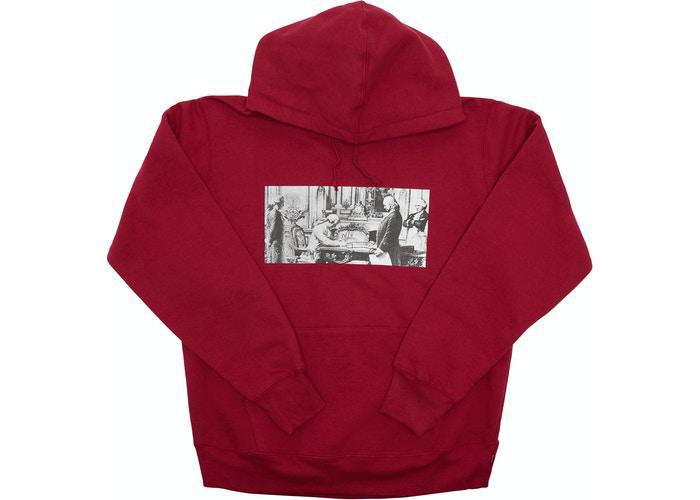 Supreme Mike Kelley Franklin Signing the Treaty of Alliance with French Officials Hooded Sweatshirt Dark Magenta