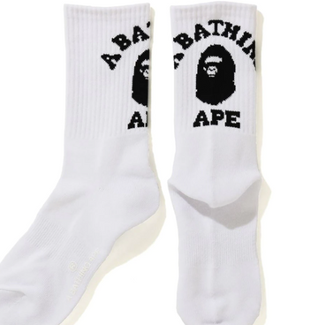 BAPE College Socks White/Black