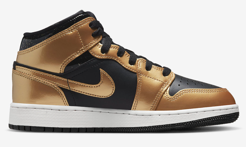Air Jordan 1 Mid Black Metallic Gold (GS)