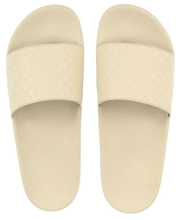 Gucci Leather Upper Rubber Microguccissima Soft White Slide