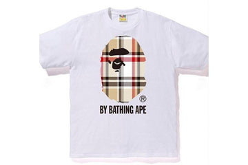 BAPE A Bathing Ape Check by Bathing Tee White/Beige