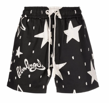 PALM ANGELS NIGHT SKY STAR PRINT SHORT BLACK AND WHITE