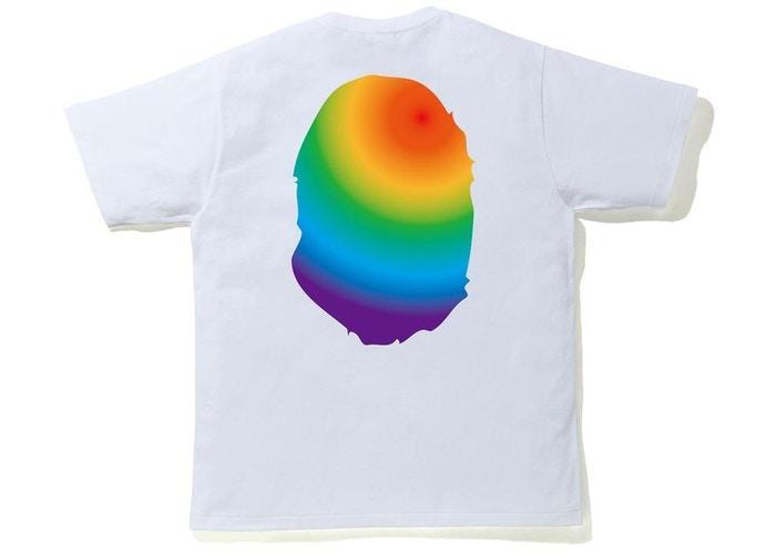BAPE A Bathing Ape Rainbow Big Ape Head Tee White