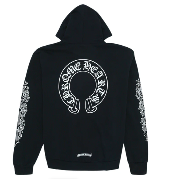 Chrome Hearts Horse Shoe Floral Hoodie Black