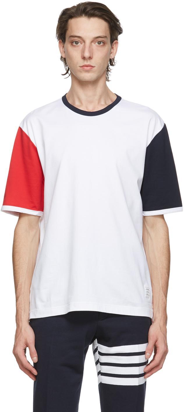 Thom Browne White Contrast Sleeve Ringer T-Shirt