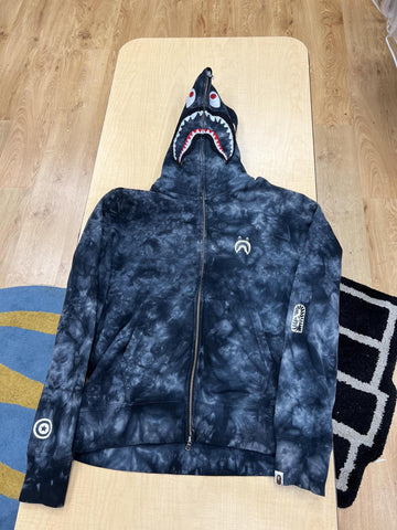 Vnds BAPE Tie Dye Shark Wide Full Zip Hoodie Black (C)
