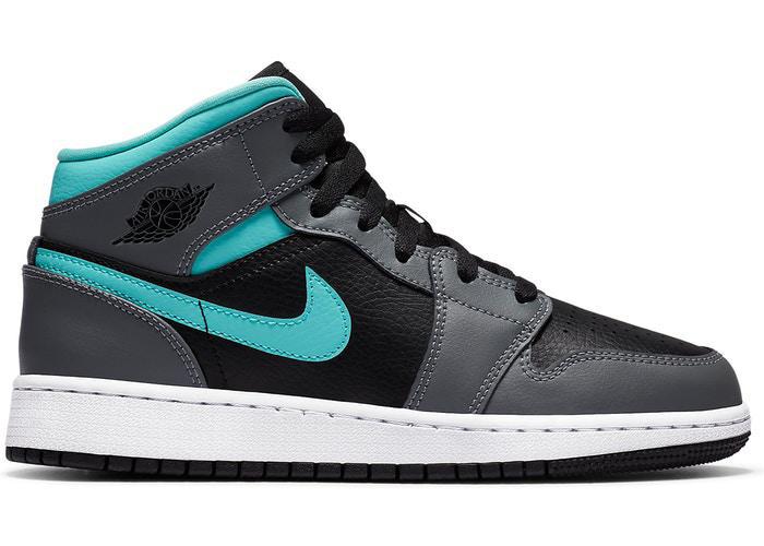 Jordan 1 Mid Grey Aqua (GS)