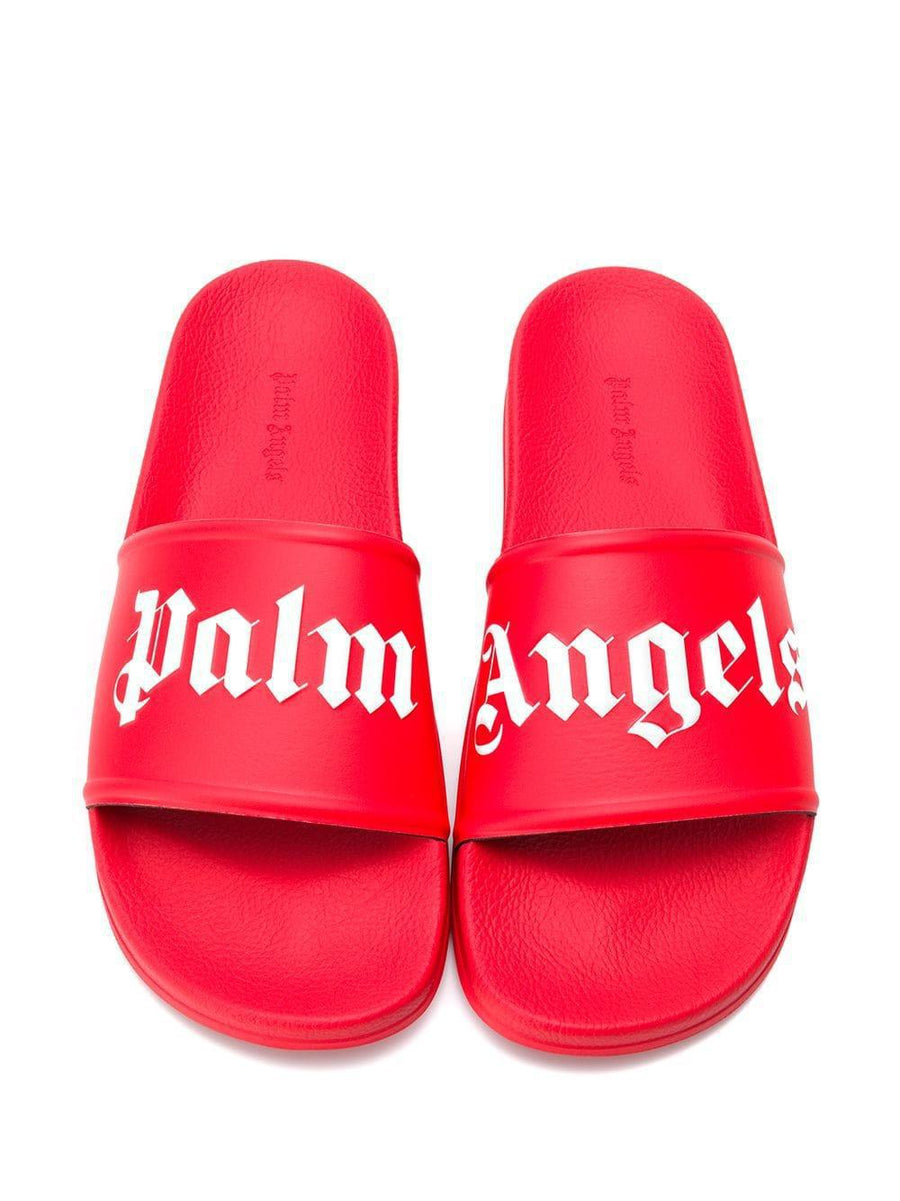 Palm Angels Men's Red Logo Pool Sliders