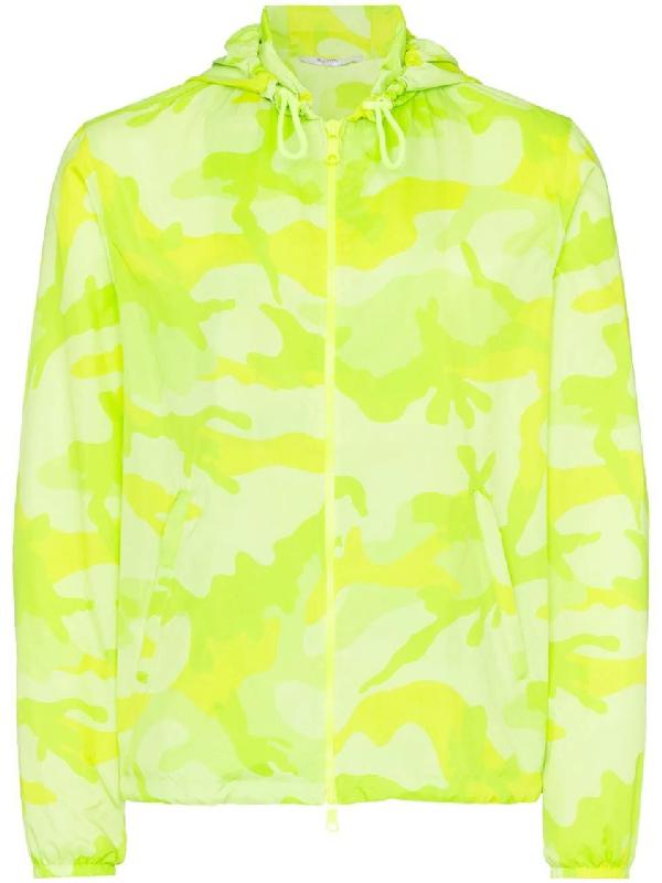 VALENTINO Yellow Men's Camouflage Windbreaker Jacket
