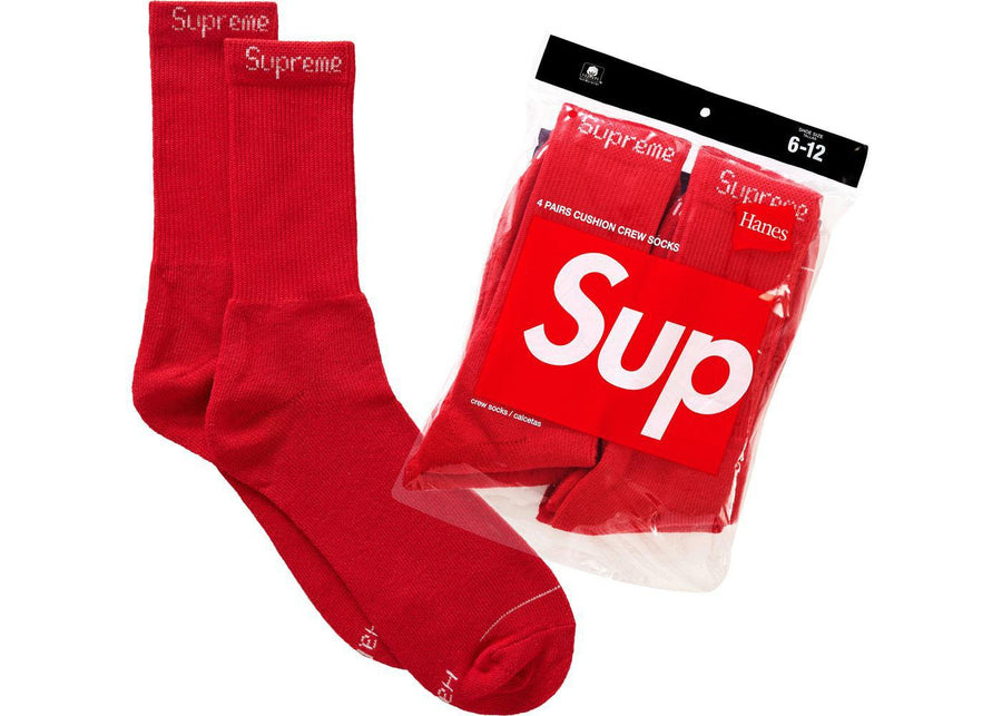 Supreme x Hanes Crew Socks Red Pack of 4