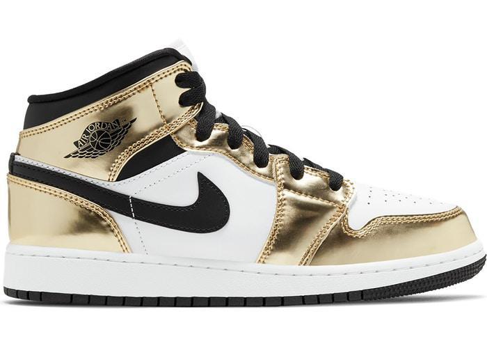 Air Jordan 1 Mid Metallic Gold Black White (GS)