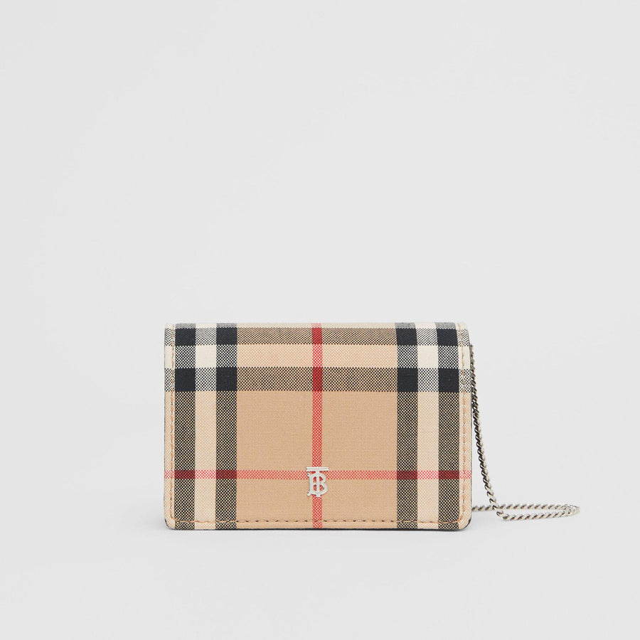 Burberry  Beige Vintage Check Card Case Bag