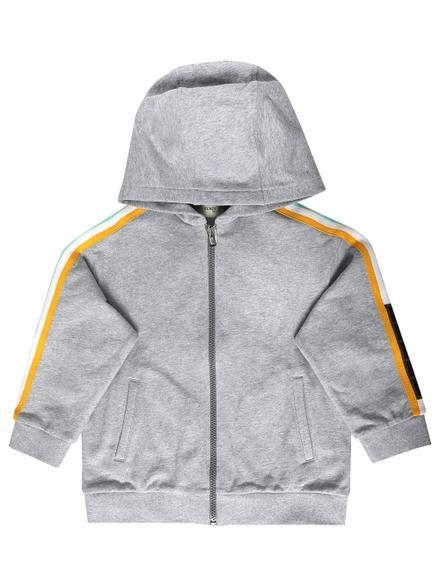 Fendi Kids Hooded Track Jacket With Racer Strip And Logo