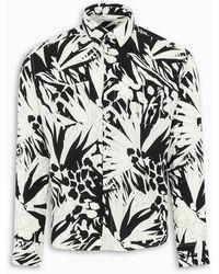 Saint Laurent Noir Craie Abstract Print Shirt