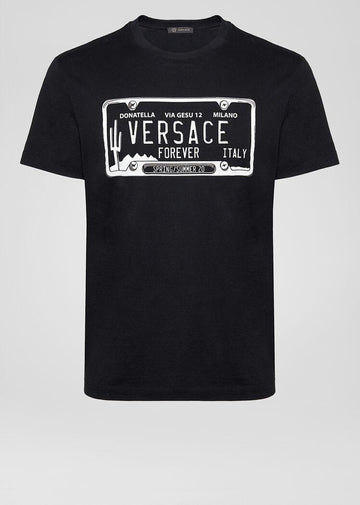 Versace LICENSE PLATE LOGO T-SHIRT Black