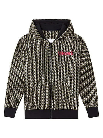 Versace Monogram Cotton SweatShirt Military And Black In Neuro Military