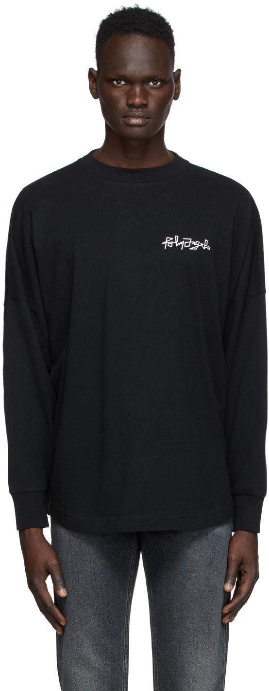 Palm Angels Black Embroidered Desert Skull Long Sleeve T-Shirt