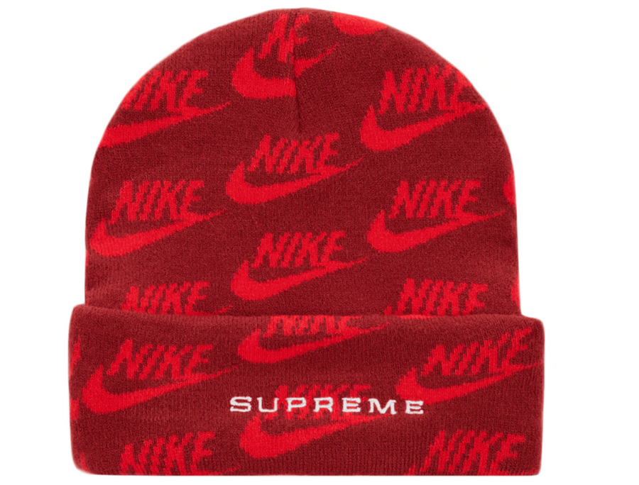 Supreme Nike Jacquard Logos Beanie Red
