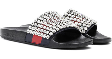 Gucci Black Crystal Embellished Slides