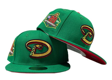 ARIZONA DIAMONDBACKS 2OTH ANNIVERSARY XMAS COLOR RED BRIM NEW ERA FITTED HAT