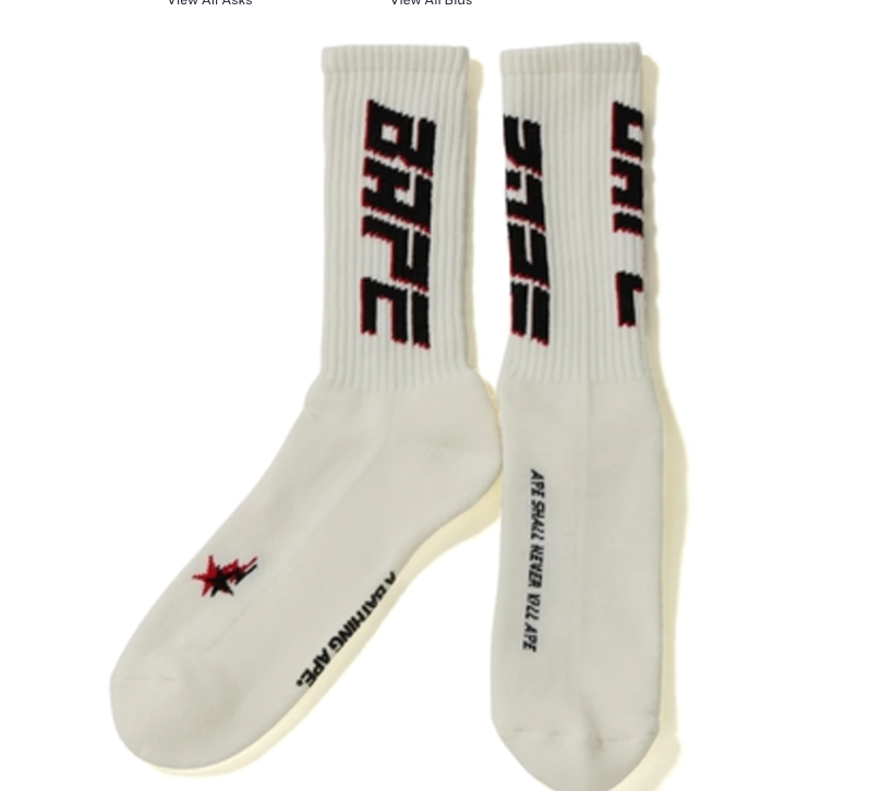 BAPE Double Bape Sta Socks White