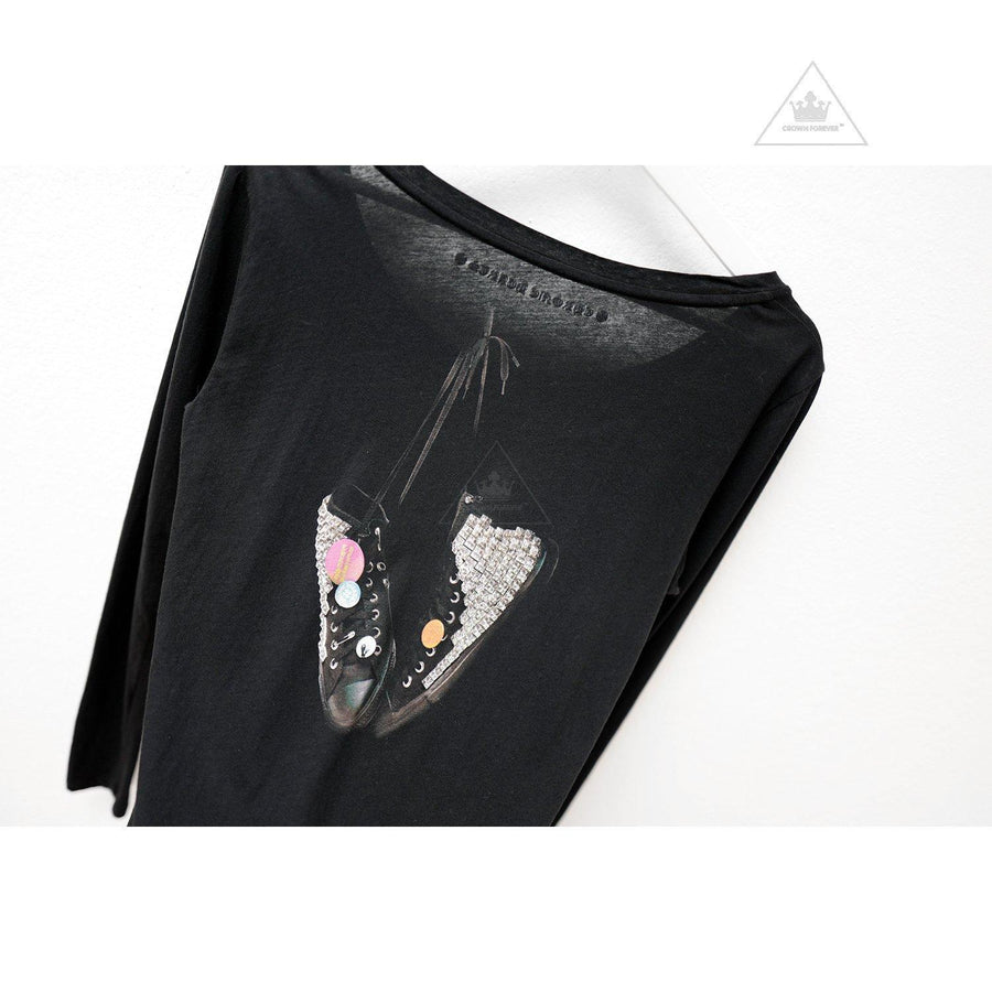 Chrome Hearts Women's Limited Converse Sneakers Grey Short Sleeve Tee