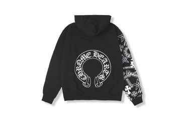 Chrome Hearts Horseshoe All Over Sleeves Accented Hoodie Black