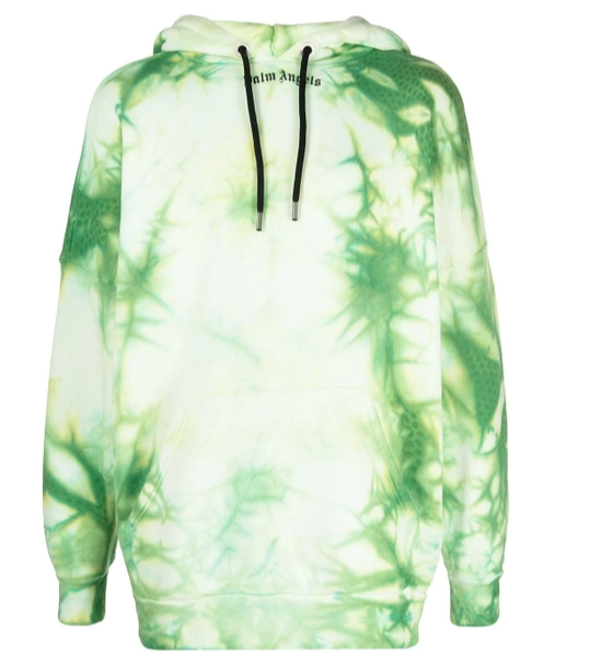PALM ANGELS Tie Dye Curved Logo Hoodie