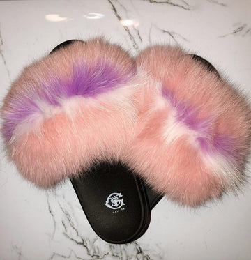 Gaia VS Taffy Pink Fox Fur Slides
