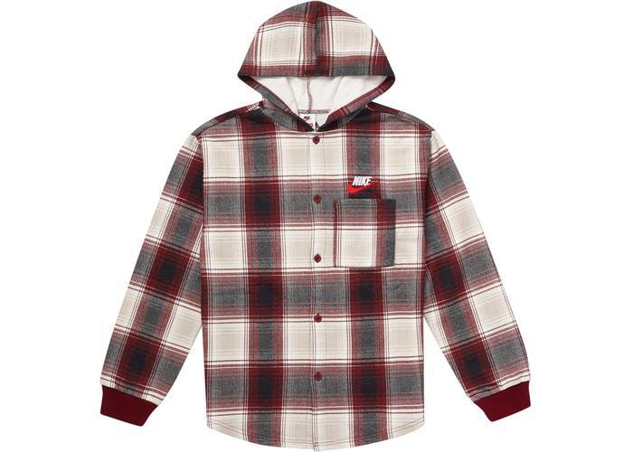 Supreme Nike Plaid Hooded Sweatshirt Burgundy