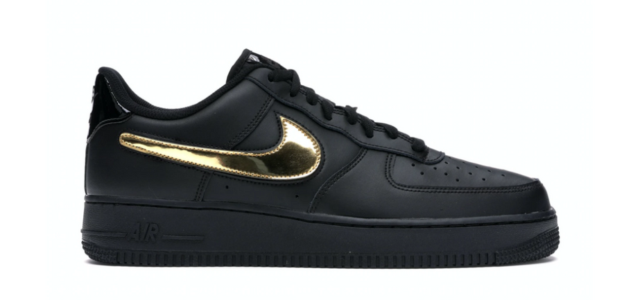 Nike Air Force 1 Black Metallic Gold Removable Swoosh Pack