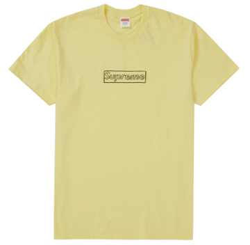 Supreme KAWS Chalk Logo Tee Pale Yellow