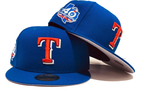 TEXAS RANGERS 40TH ANNIVERSARY ROYAL GRAY BRIM NEW ERA FITTED