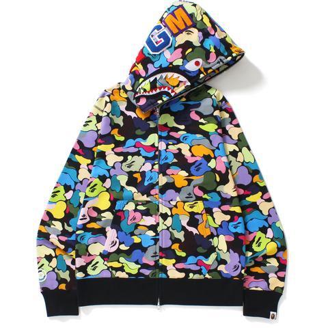 Bape Multi Camo Shark Zip Hoodie