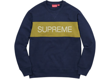 Supreme Zig Zag Stitch Panel Crewneck Navy