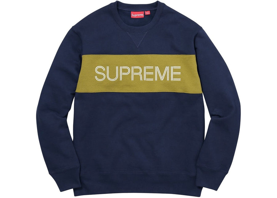 Supreme Zig Zag Stitch Panel Crewneck Navy