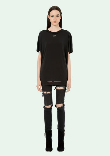 Off White Womens Cherry Flower Oversize Tee Black
