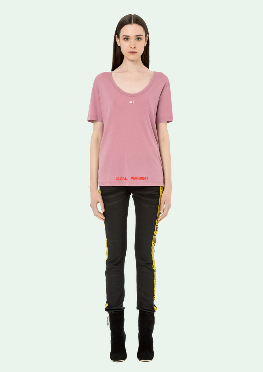 Off White Cherry Flower Oversize Tee Pink